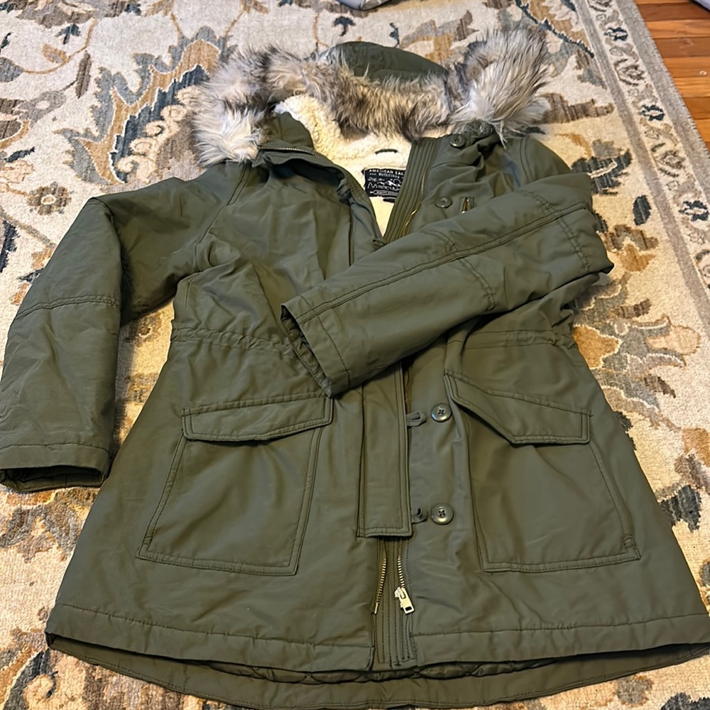 American Eagle Outfitters army green parka jacket